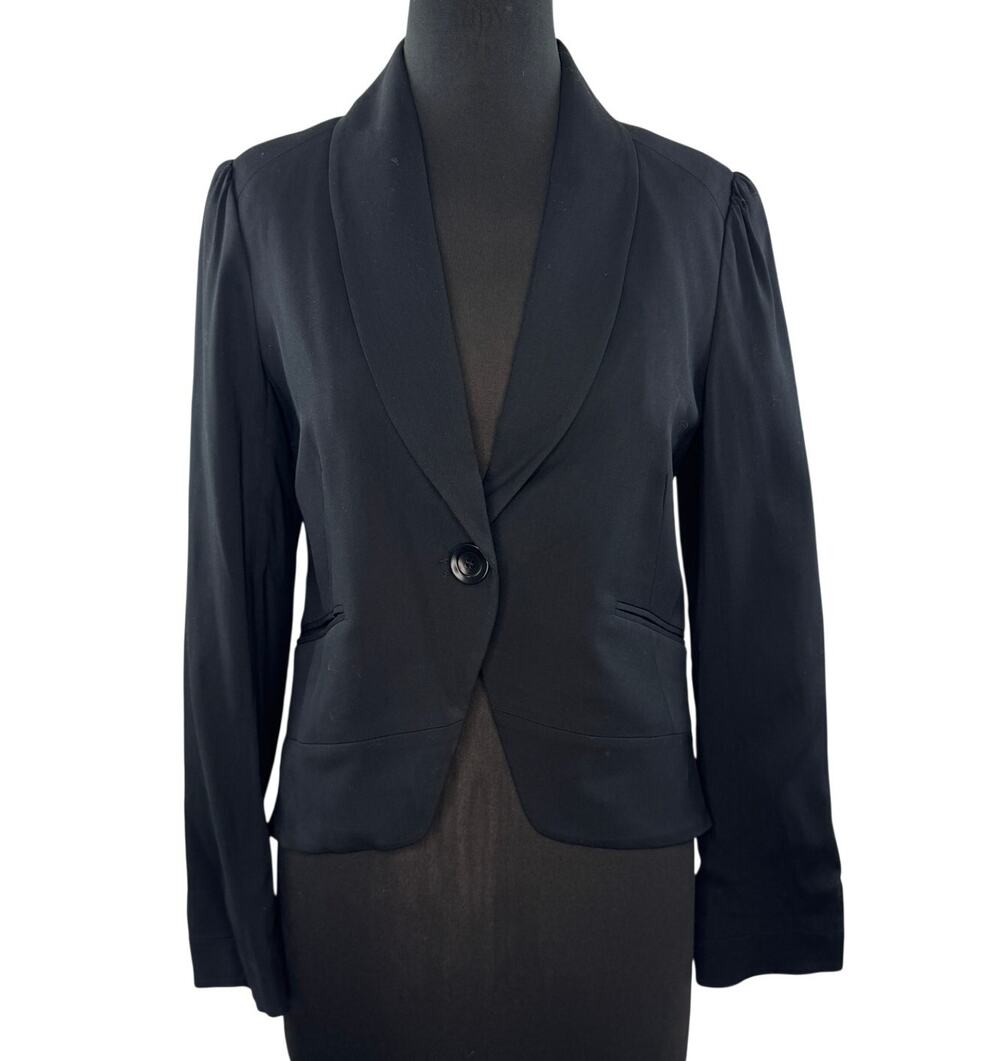 Comptoir Des Cotonniers Black Blazer Shawl Lapel Single Breasted Casual Size 38